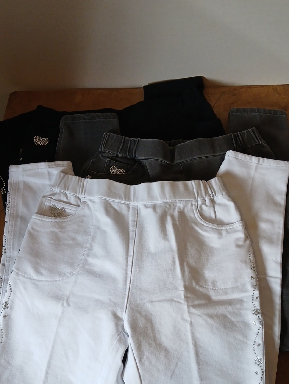 Quacker Factory White Black Gray Skinny Pull-On Pants Size S Bundle Of 3